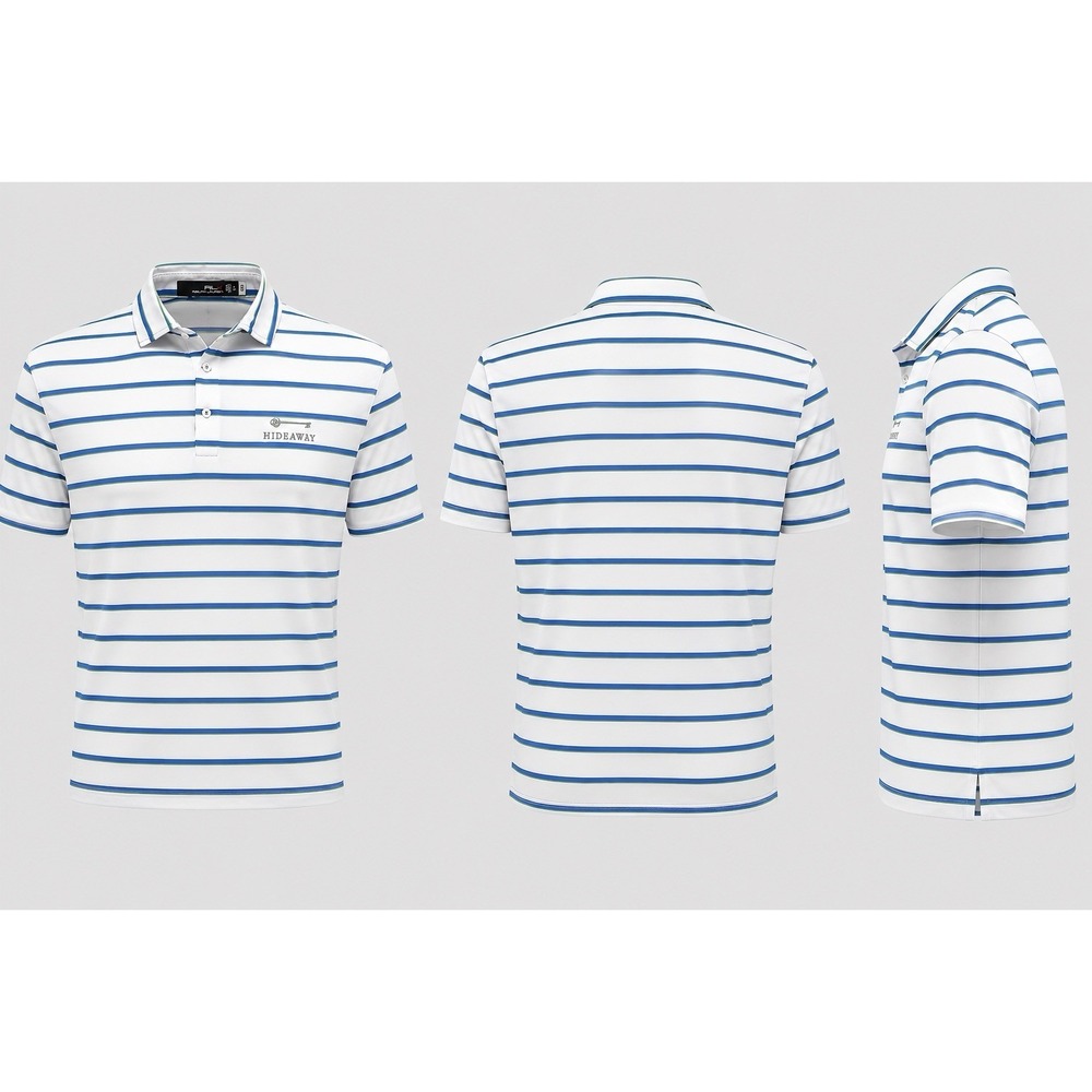 RLX Ralph Lauren Shirt Mens XL BLUE WHITE MICROSTRIPE S/S Golf Polo PERFORMANCE